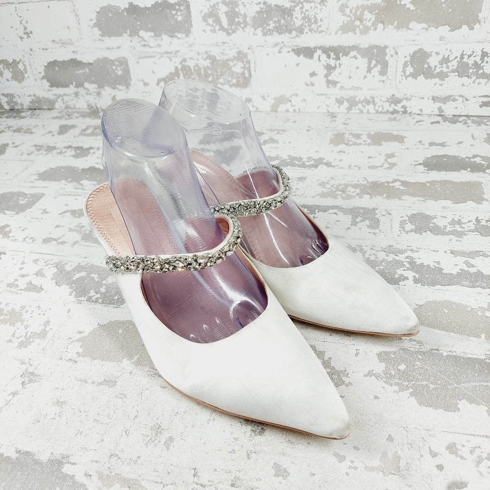 Naturalizer Pnina Tornai Liefde Mules in White Satin Crystal - Picture 4 of 15
